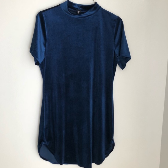 Dresses & Skirts - Blue velvet high neck dress. Royal blue velvet